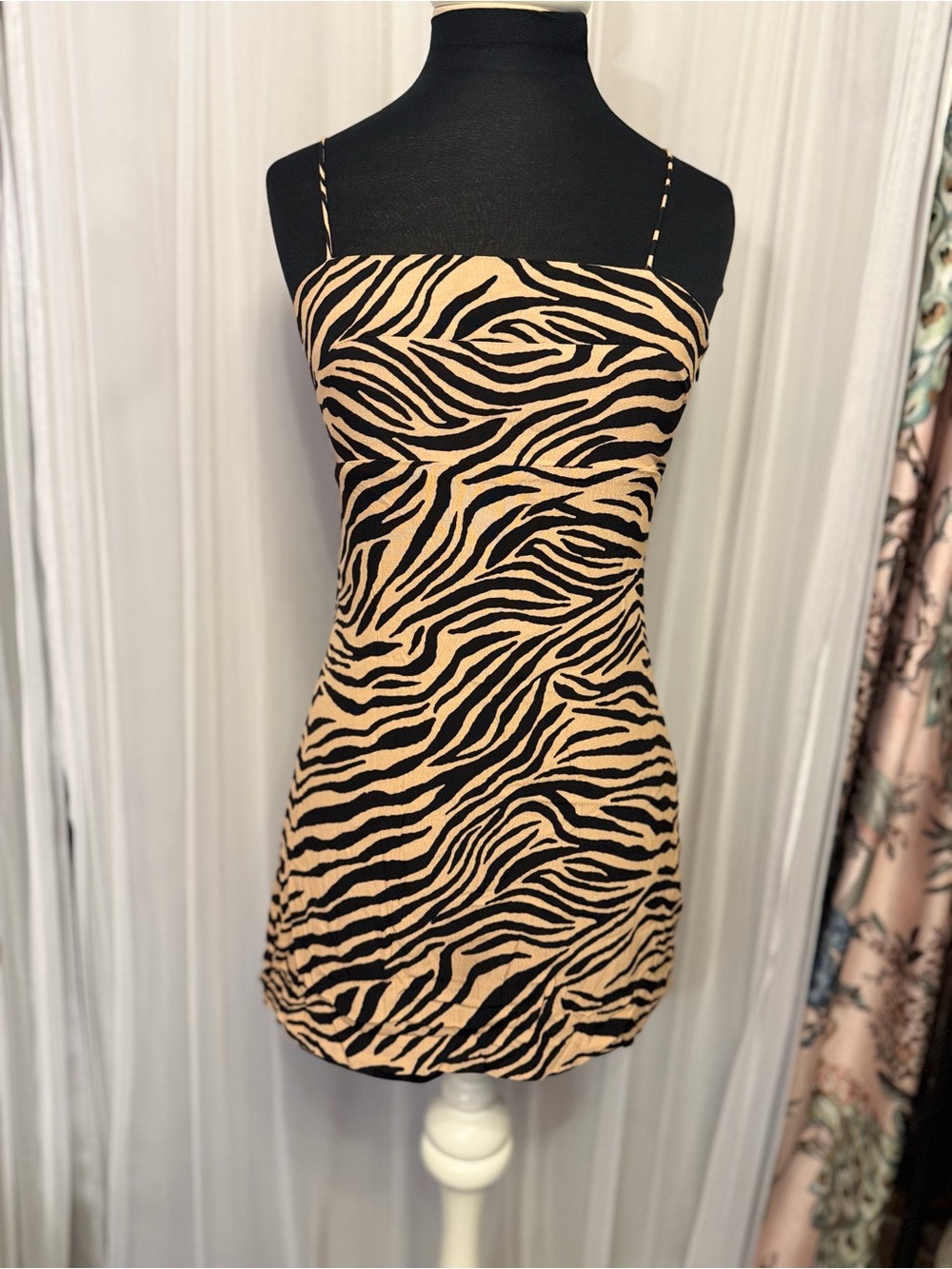 Skylar + Madison Zebra Print Mini Dress Small Y2K Animal Print
